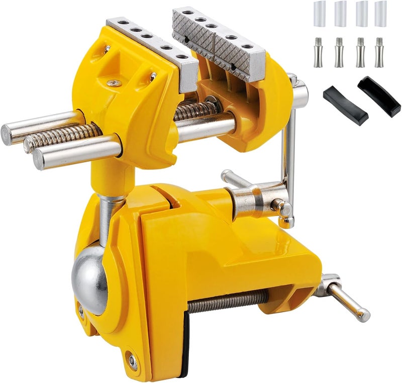 MAXMAN Bench Vise 3 Inch, Heavy Duty Home Bench Clamp with 360° Swivel Base, Multi-Purpose Cast Steel Table Vise, Vise Clamps Fixed Tool for Woodworking, Metalworking, Cutting Conduit, Drilling - Image 1